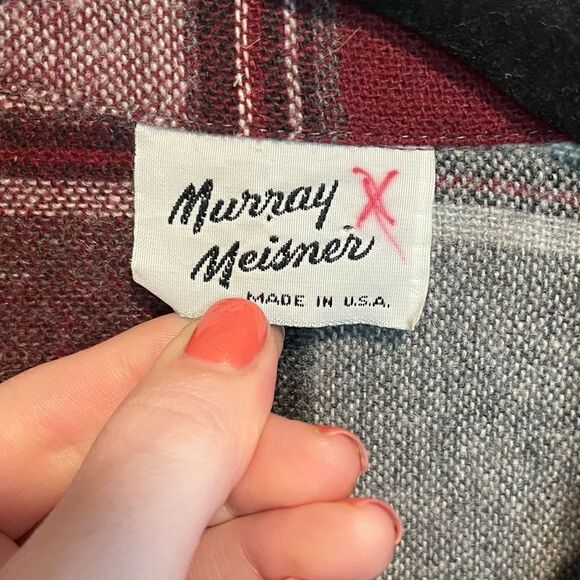Murray Meisner- Rare Vintage Plaid Wool Made USA Prairie CottageCore Dress, L - Picture 3 of 12